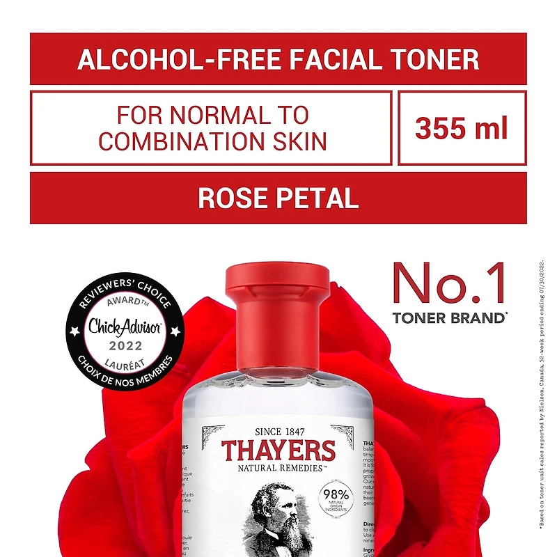 Rose Petal Alcohol Free Witch Hazel Face Toner with Aloe Vera formula 355ml