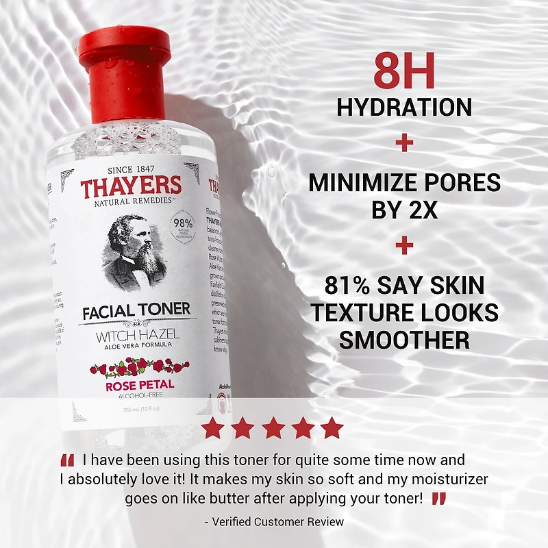 Rose Petal Alcohol Free Witch Hazel Face Toner with Aloe Vera formula 355ml
