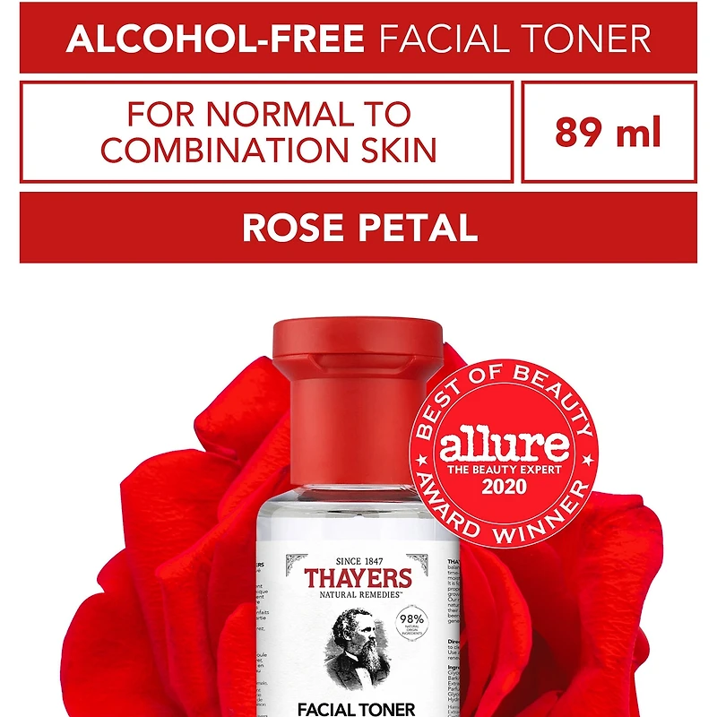 Tonique Visage Pétale de Rose Sans alcool formule à l'hamamélis et à l'aloès