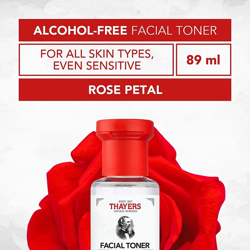 Tonique Visage Pétale de Rose Sans alcool formule à l'hamamélis et à l'aloès