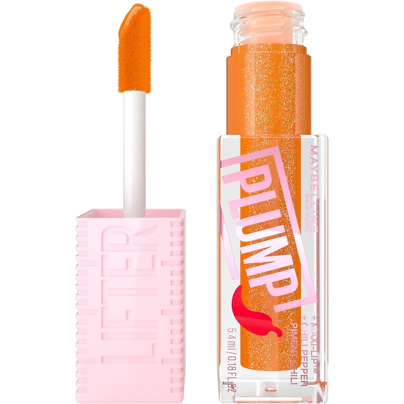 Maybelline New York Lifter Plump Lip Gloss, Plumping, Sheer Finish, Intense heated sensation, Mauve Bite, 002, Shimmer, 5.4 ml
