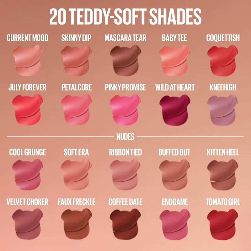 Teddy Tint Nudes Soft Lip Tint, Sheer, Blurred Matte Finish