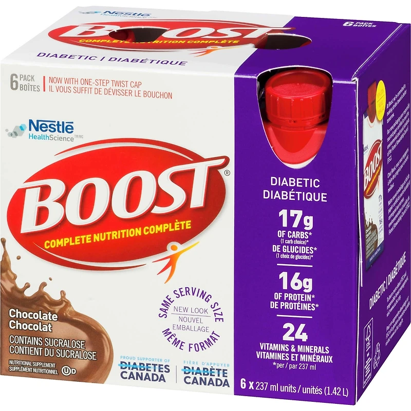 Diabetic Chocolate Nutritional Supplement Drink, Pack of 6, 6 x 237 ml