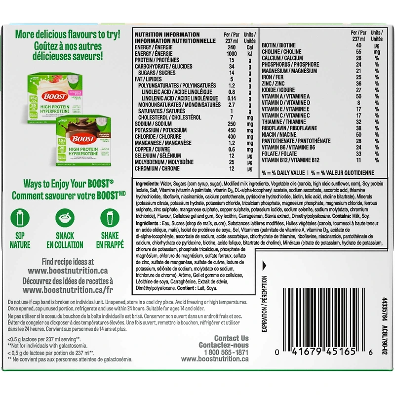 High Protein Vanilla Meal Replacement Drink, Pack of 6, 6 x 237 ml