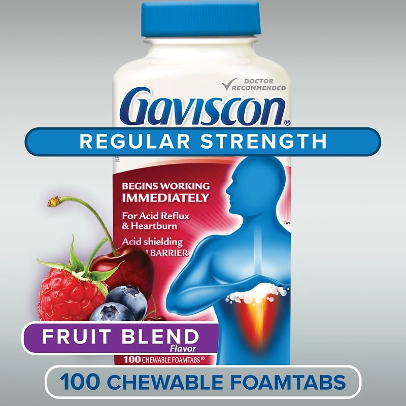 Gaviscon Regular Strength Tablet Fruit Blend