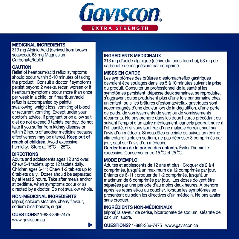 Gaviscon Extra Strength Chewable Foamtabs Cherry