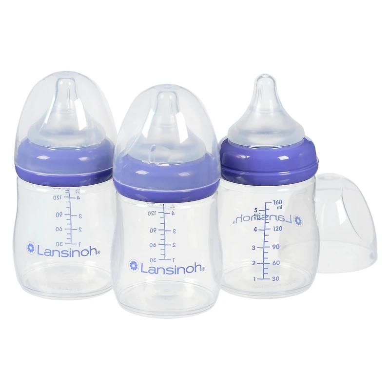 Lansinoh® Feeding Bottles,5oz     + Natural wave® Tétines