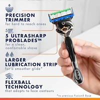 Cartouches de rechange de rasoir Gillette Fusion5 ProGlide pour hommes, cartouches de rasoir pour manche de rasoir Flex-pivot, cartouches à 5 lames de rasoir