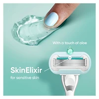 Rasoir Venus Extra doux Sensible pour femmes avec manche de rasoir réutilisable, 2 cartouches de rechange et un support pour la douche