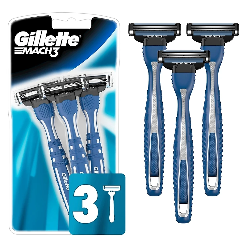 Rasoirs jetables pour hommes Gillette Mach3, paquet de 3