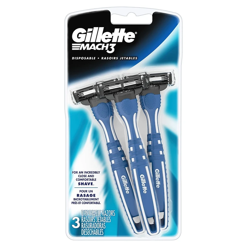 Rasoirs jetables pour hommes Gillette Mach3, paquet de 3