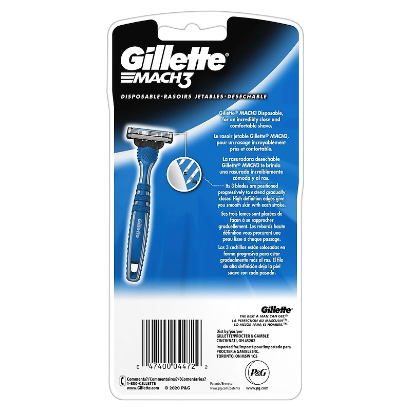 Gillette Mach3 Men’s Disposable Razors - 3 Pack