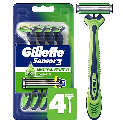 Gillette Sensor3 Sensitive Men's Disposable Razor - 4 Pack