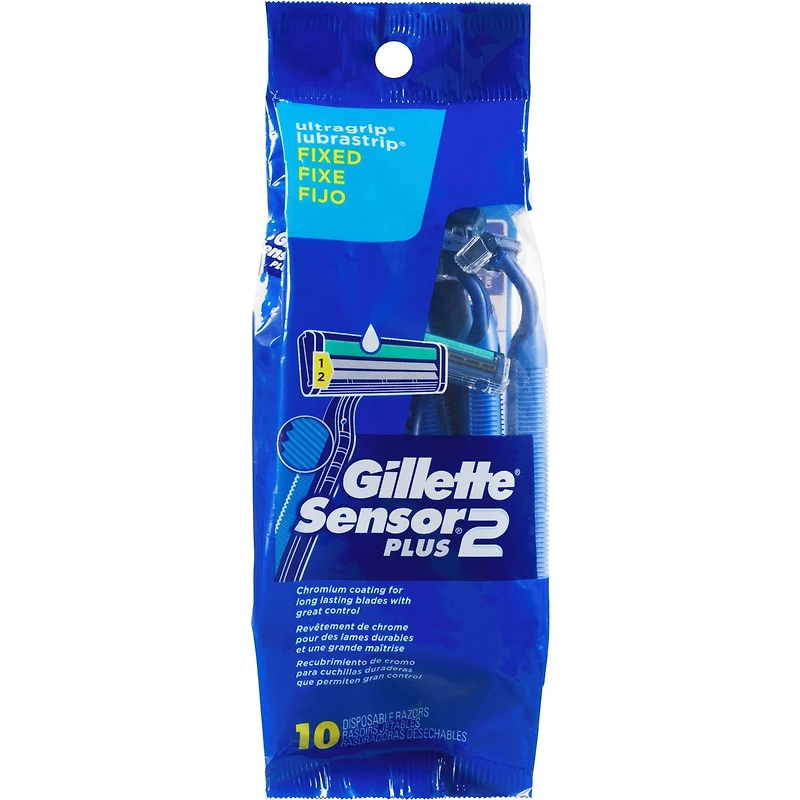 Gillette Sensor2 Plus Men’s Disposable Razors - 10 Pack