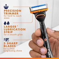 Cartouches de rechange de rasoir Gillette Fusion5 Power pour hommes, cartouches de rasoir, bande lubrifiante, lame de précision