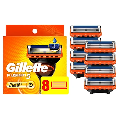 Gillette Fusion5 Power Razor Refills for Men, 8ct Razor Cartridges, Larger Lubrication Strip, Precision Trimmer, 5-Blade Razor Blades for Close Shave