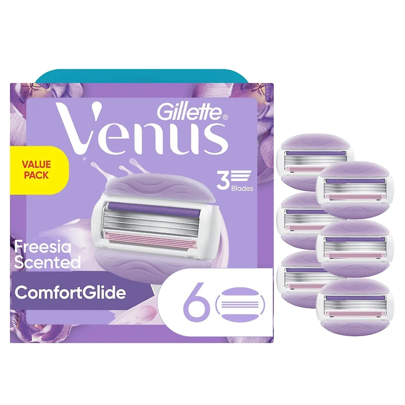 Lames de rasoir Gillette Venus ComfortGlide au parfum de Freesia pour femmes, 6 cartouches