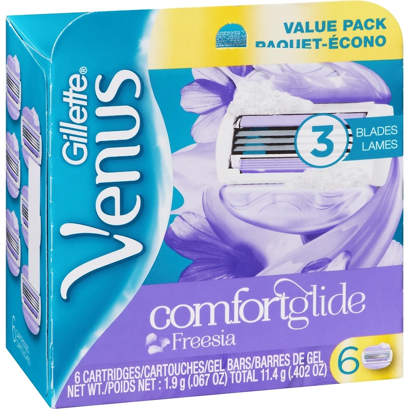 Gillette Venus ComfortGlide Freesia Scented Women's Razor Blades, 6 Refills