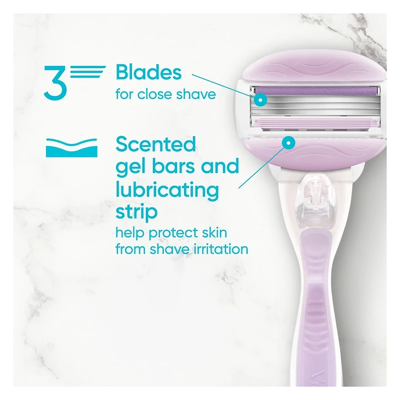 Lames de rasoir Gillette Venus ComfortGlide au parfum de Freesia pour femmes, 6 cartouches