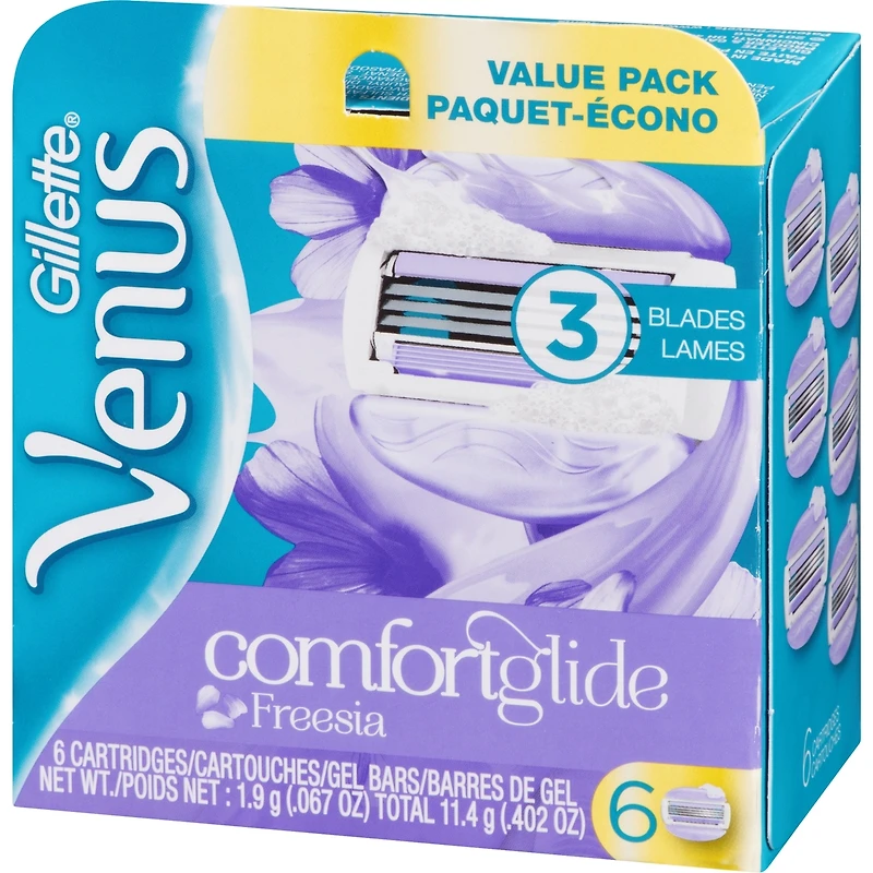 Lames de rasoir Gillette Venus ComfortGlide au parfum de Freesia pour femmes, 6 cartouches
