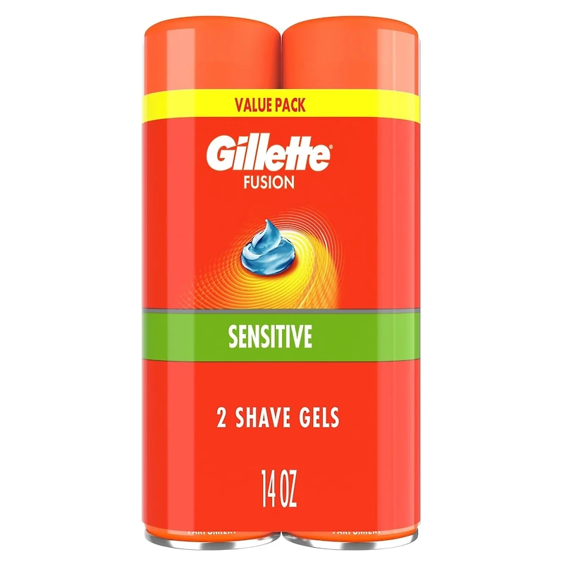 Gillette Fusion5 Ultra Sensitive Hydra Gel Men's Shave Gel Twin Pack, 396 g