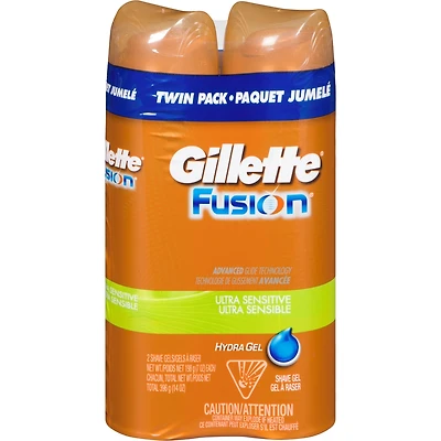Gel à raser Gillette Fusion5 Hydra Gel Ultra sensible pour hommes, paquet jumelé, 396 g