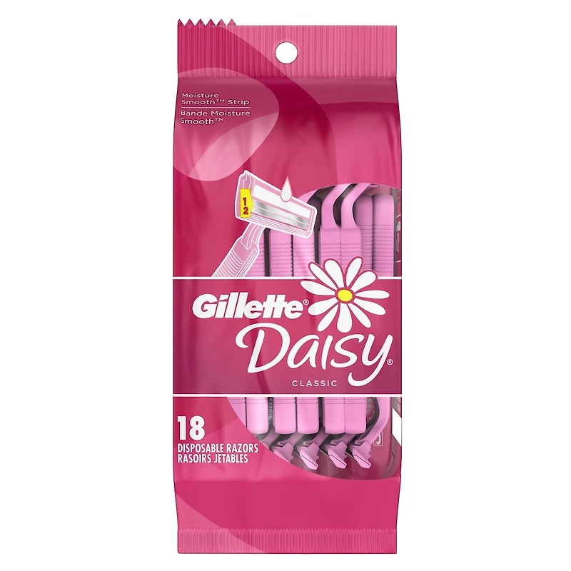 Rasoirs jetables pour femmes Gillette Daisy Classic, paquet de 18