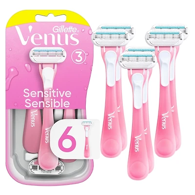 Rasoirs jetables pour femmes Gillette Venus Sensitive, paquet de 6