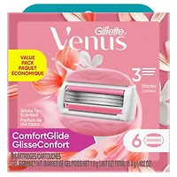 Gillette Venus ComfortGlide White Tea Scented Women's Razor Blades, 6 Refills