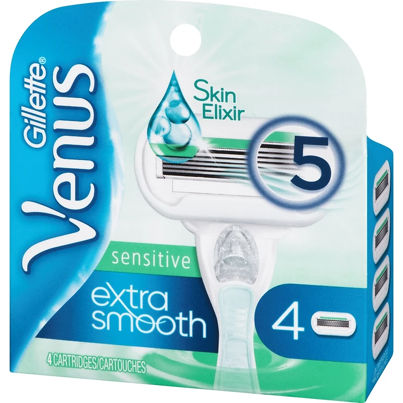 Gillette Venus Extra Smooth Sensitive Women's Blades, 4 Refills