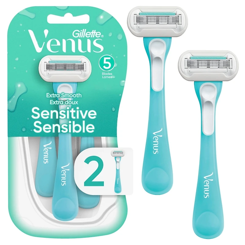 Rasoirs jetables pour femmes Gillette Venus Extra Smooth Sensitive, paquet de 2