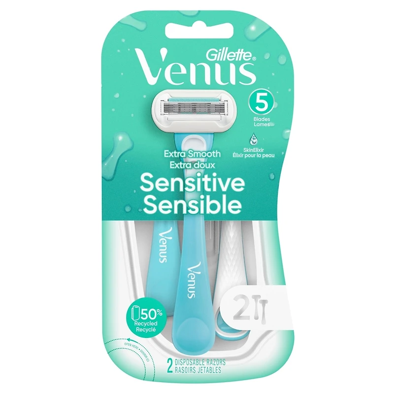 Rasoirs jetables pour femmes Gillette Venus Extra Smooth Sensitive, paquet de 2