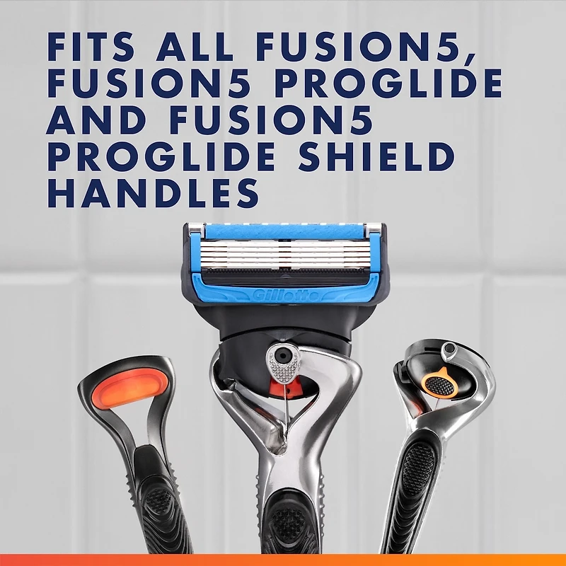 Cartouches de rechange de rasoir Gillette Fusion5 ProGlide Fraîcheur, 4 cartouches de rasoir pour manche de rasoir Flex-pivot, 5 lames de rasoir, 2x plus de lubrification rafraîchissante