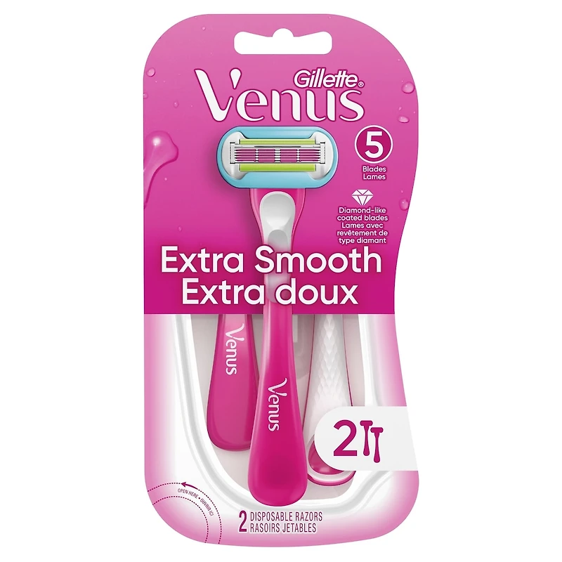 Extra Smooth Green Disposable Women's Razors, 2 Count
