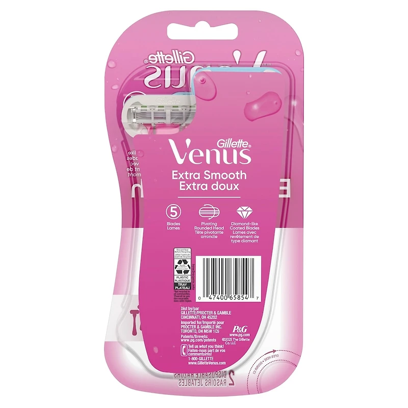 Rasoirs jetables Extra doux Vert pour femmes, 2 unités