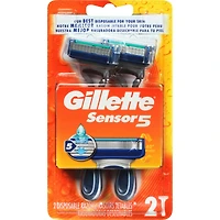 Rasoirs jetables pour hommes Gillette Sensor5, paquet de 2