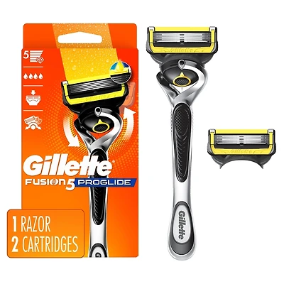 Rasoir Gillette Fusion5 ProGlide Défense pour hommes, 1 manche de rasoir, 2 cartouches, 2x plus de lubrification, manche Flex-pivot et lame de précision pour hommes