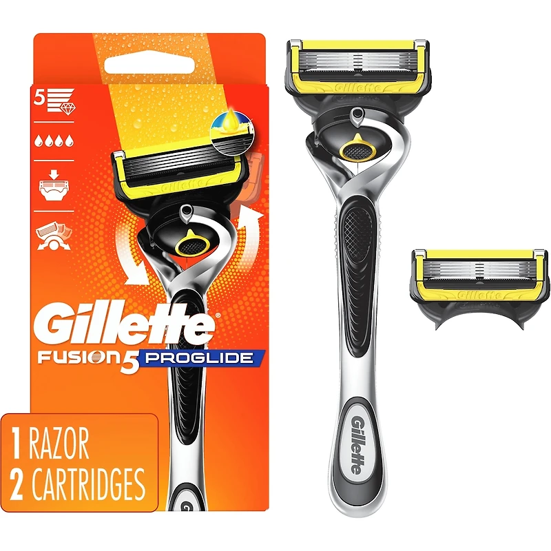 Rasoir Gillette Fusion5 ProGlide Défense pour hommes, 1 manche de rasoir, 2 cartouches, 2x plus de lubrification, manche Flex-pivot et lame de précision pour hommes