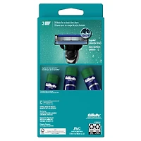 Rasoir Gillette Mach3 pour hommes, 1 manche de rasoir à 3 lames Gillette pour les soins personnels masculins, 2 cartouches de rechange, lames de rasoir avec bande lubrifiante