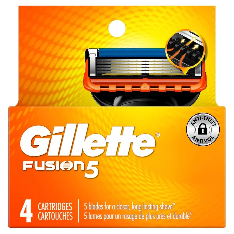 Cartouches de rechange de rasoir Gillette Fusion5 pour hommes, 4 cartouches de rasoir, bande lubrifiante, lame de précision pour hommes, cartouches à 5 lames de rasoir pour un rasage de près
