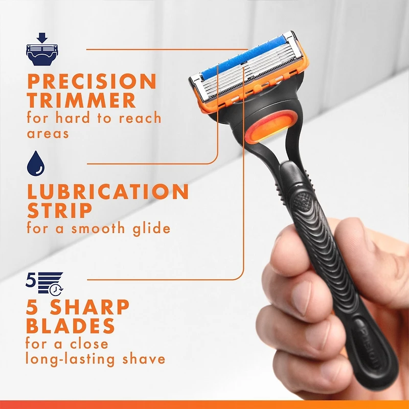 Cartouches de rechange de rasoir Gillette Fusion5 pour hommes, 4 cartouches de rasoir, bande lubrifiante, lame de précision pour hommes, cartouches à 5 lames de rasoir pour un rasage de près