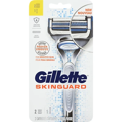 Rasoir Gillette SkinGuard pour hommes, 1 manche avec 2 cartouches