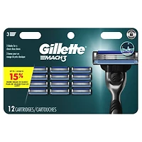 Cartouches de rechange Gillette Mach3, 12 cartouches de rasoir, cartouches de rechange pour hommes avec bande lubrifiante, 3 lames de rasoir pour un rasage de près