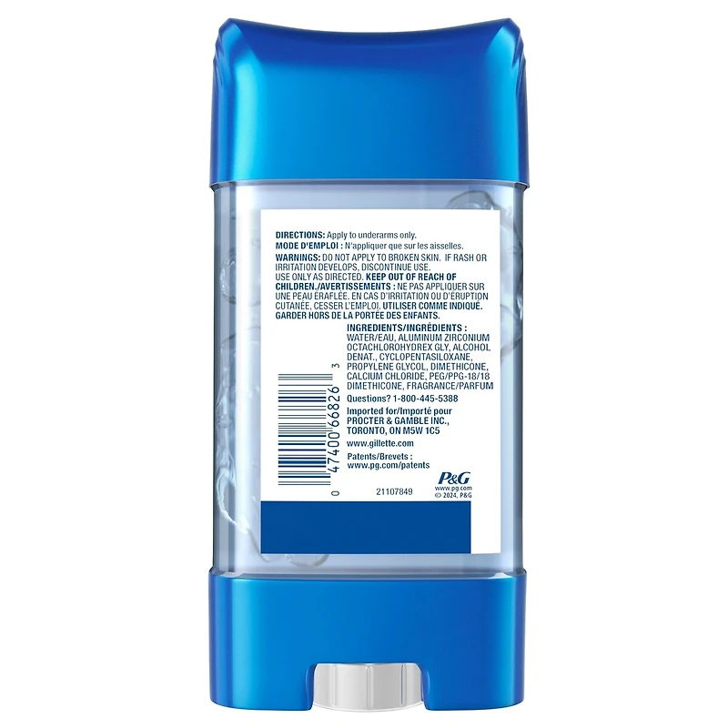 Antisudorifique et désodorisant en gel transparent Gillette avec technologie de parfum Xtend