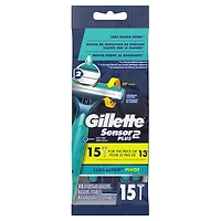 Gillette Sensor2 Plus Pivoting Head Men’s Disposable Razors, 15 Count