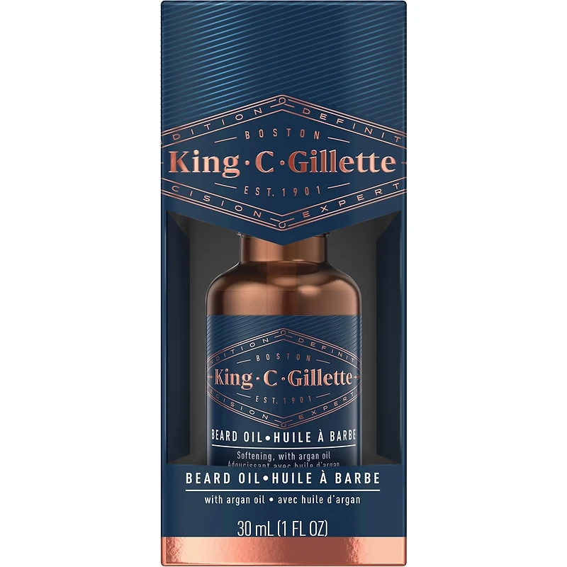 King C. Gillette Beard Oil with argan oil for a smooth, soft beard, 1oz