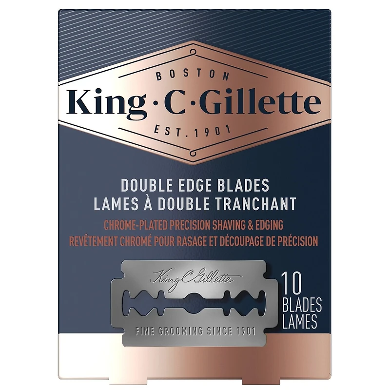 King C. Gillette Double-Edge Safety Razor Refill blades for better control, 10 count