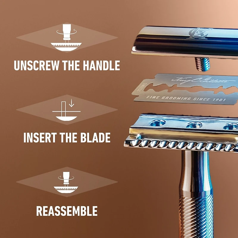 King C. Gillette Double-Edge Safety Razor Refill blades for better control, 10 count