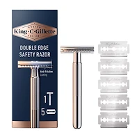 King C. Gillette Double Edge Safety Razor Handle and 5 stainless-steel blades with anti-friction coating