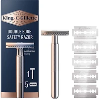 King C. Gillette Double Edge Safety Razor Handle and 5 stainless-steel blades with anti-friction coating